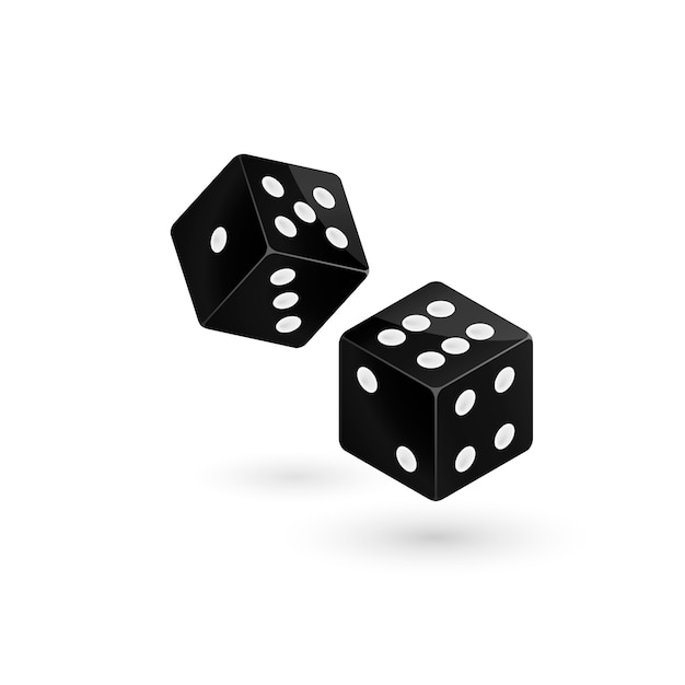 Two falling dice, isolated.
