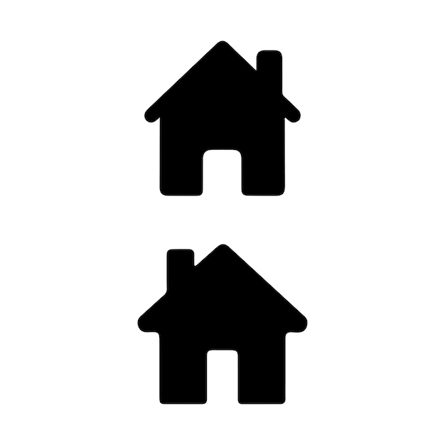 two houses are shown on a white background