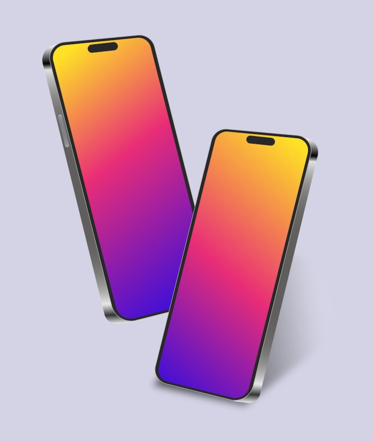 Vector two phones with one showing the same color as the other