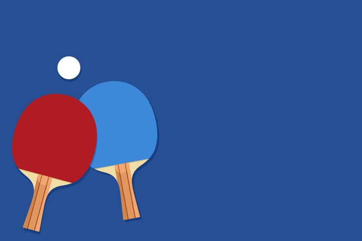 Vector two rackets and a ball for table tennis or ping-pong on a blue background