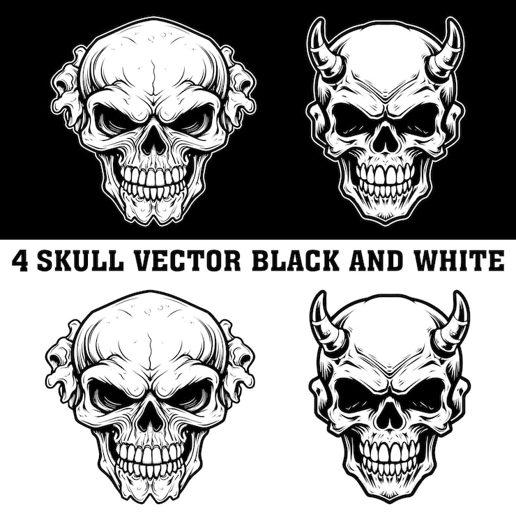 two skulls vector