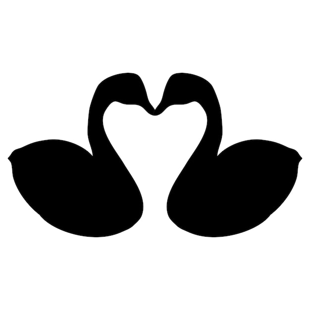 two swan heads are drawn in black and white
