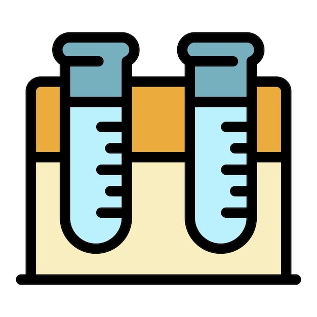 Two test tubes on a stand icon Outline two test tubes on a stand vector icon color flat isolated