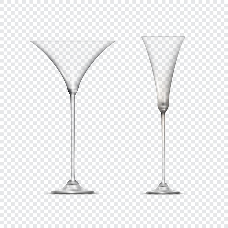 Vector two transparent empty glasses goblets