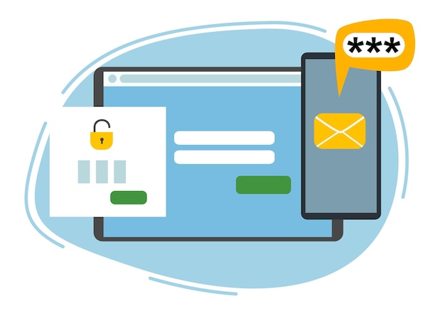 Twofactor authentication security Notification of login confirmation with a message in an envelope