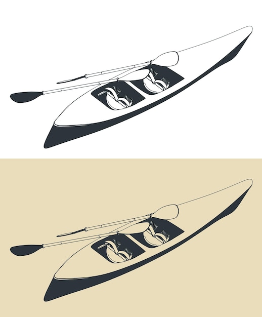 twoseater sports kayak illustrations