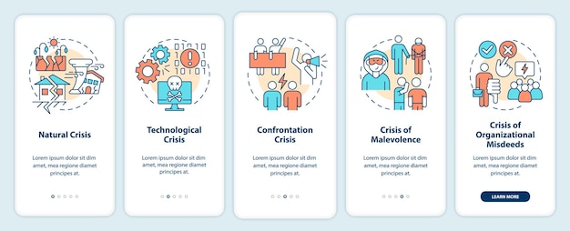 types of crisis onboarding mobile app screen