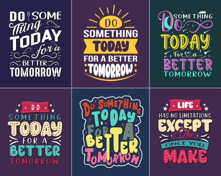 Vector typography motivational quote set vector