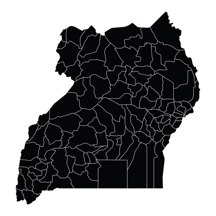 Vector uganda country map vector with regional areas