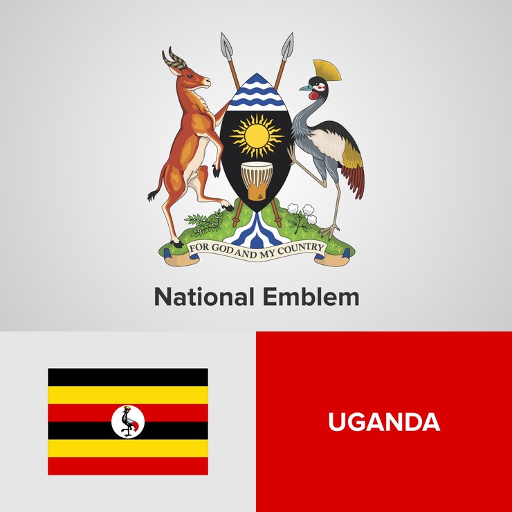 Vector uganda national emblem and flag 