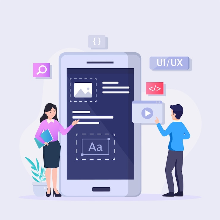 Vector ui ux design creating an application design