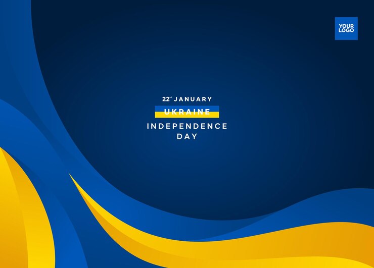 Ukraine independence day 22nd January with flag wave background