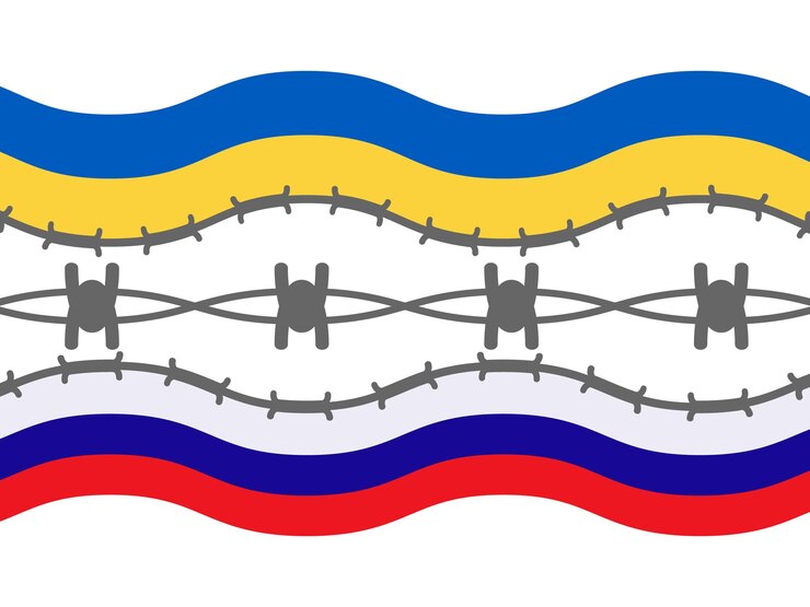 Vector ukraine vs russia flags conflict between russia and ukraine ukrainianrussian military crisis isolated vector illustration on white background