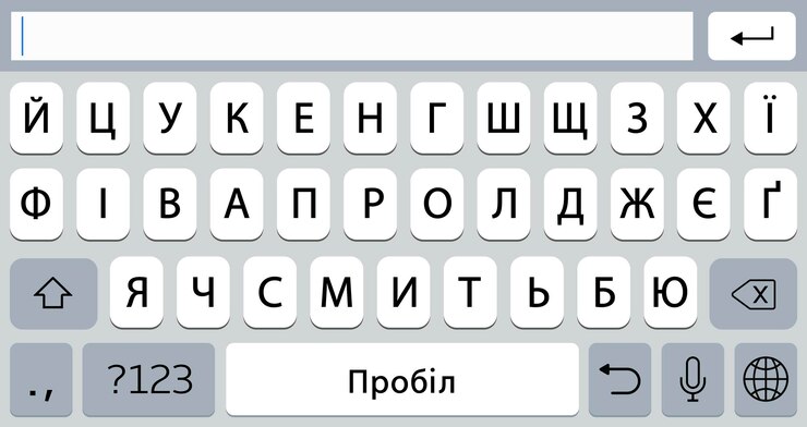Vector ukrainian alphabet smartphone keyboard