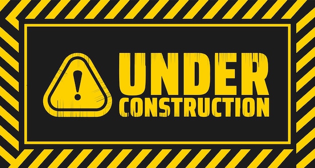 under construction industrial caution warning sign background or banner with black and yellow stripe