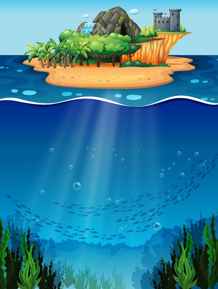 Vector underwater and island