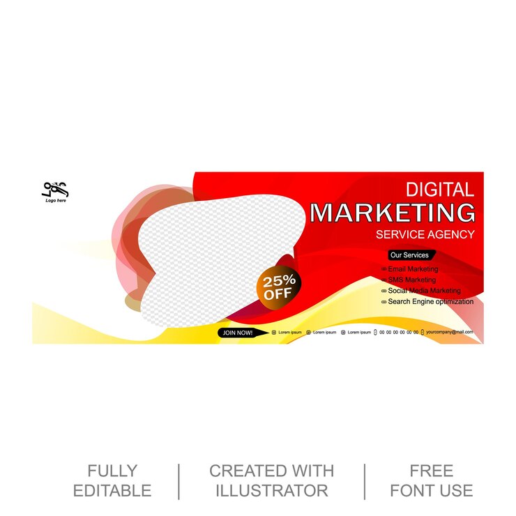 Vector unduh vektor gratis banner sampul facebook pemasaran digital