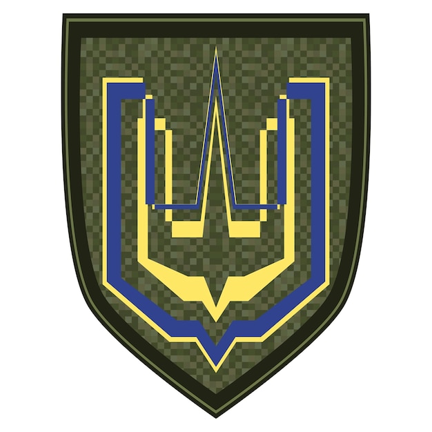 Uniform sign with golden trident Green military ranks shoulder badge Army soldier chevron Colorful
