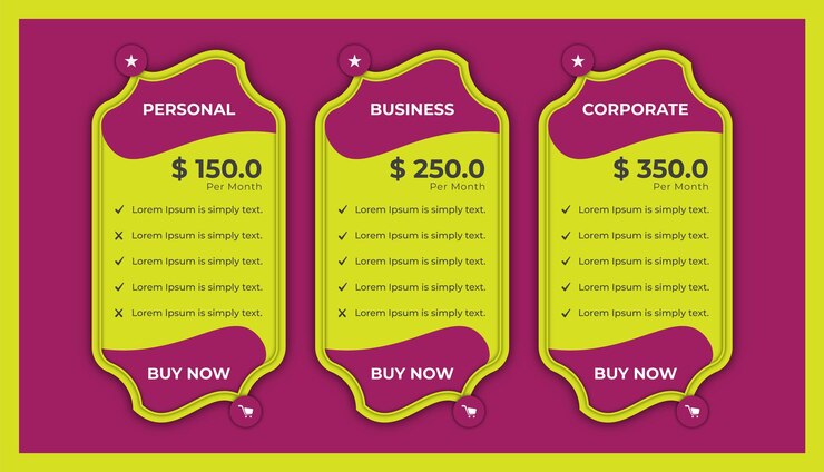 Unique price table and price list collection design