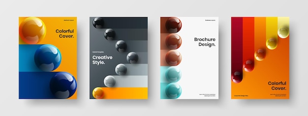Unique realistic balls annual report illustration set