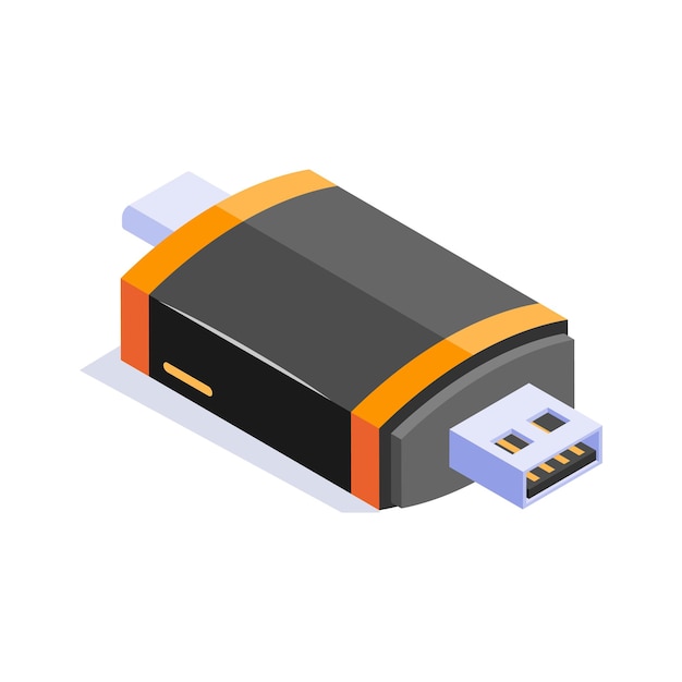 universal serial bus external data storage flash drive icon in isometric style