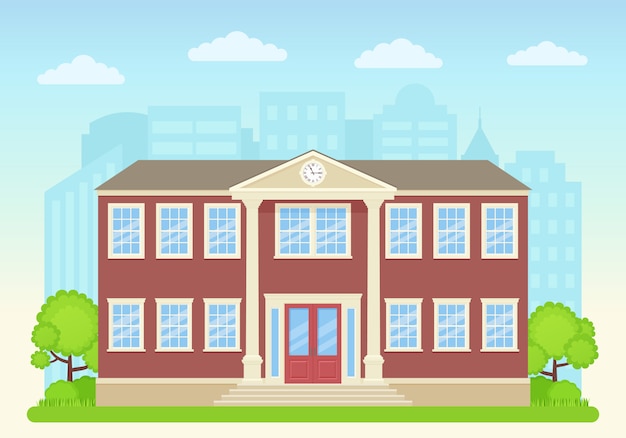 University facade.  illustration. Building front view.