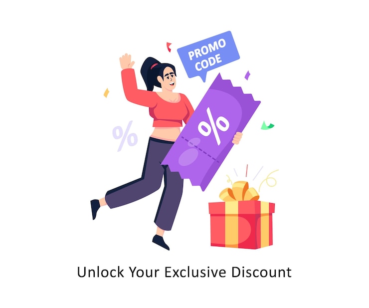 Unlock Your Exclusive Discount flat style design vector stock illustrations