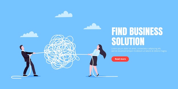 unravel business chaos process with tangle difficult problem mess business concept