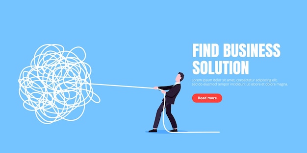 unravel business chaos process with tangle difficult problem mess business concept