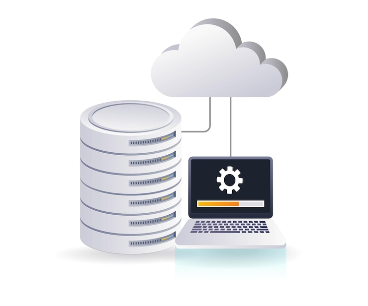 Vector upgrade maintenance cloud server flat isometric 3d illustration