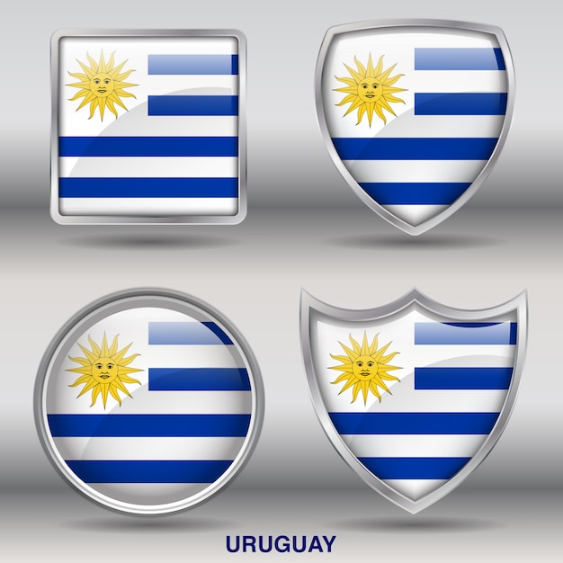 Uruguay Flag Bevel shapes icon