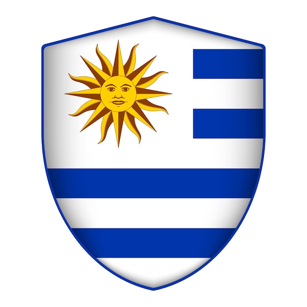 Uruguay flag in shield shape Vector illustration