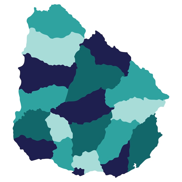 Vector uruguay map map of uruguay in administrative provinces in multicolor