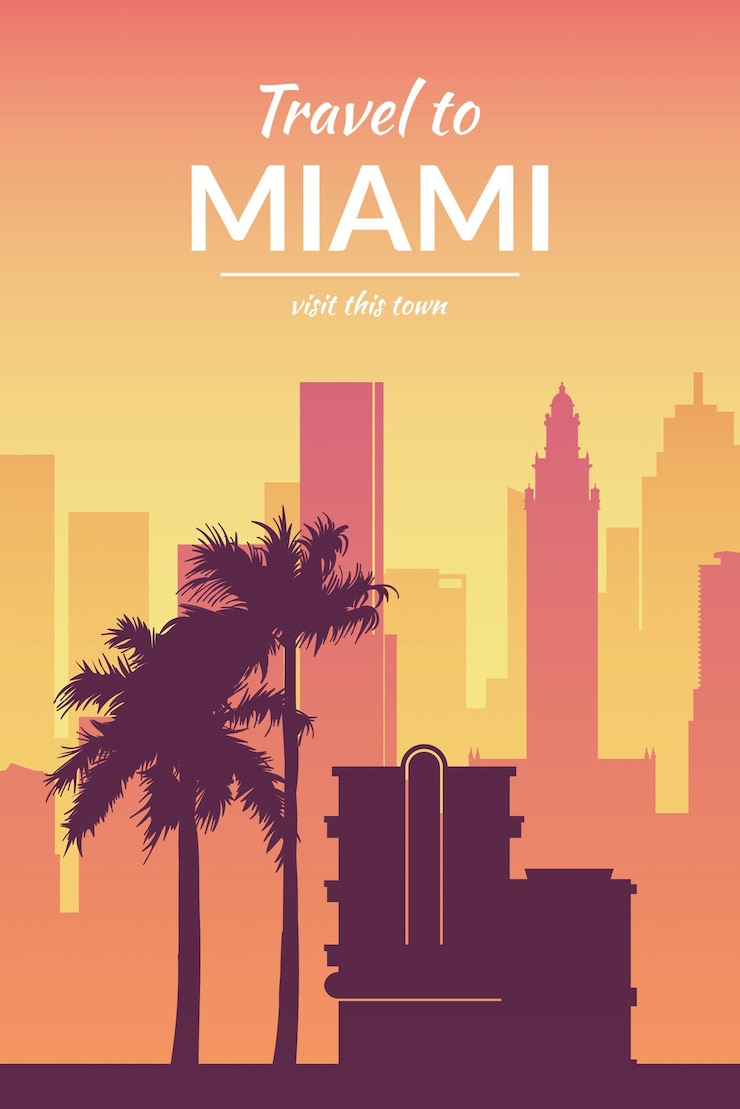 Vector usa city florida miami poster