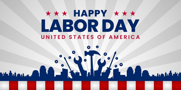 Vector usa happy labor day celebration banner white background design with american flag