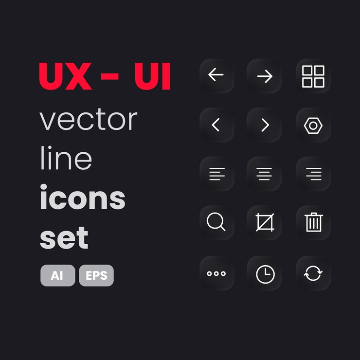 Vector ux ui line icons collection vector set.