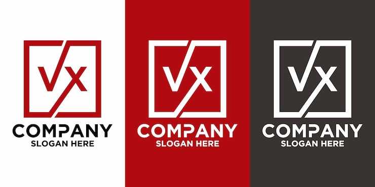 Vector v x lettering with square design vector template