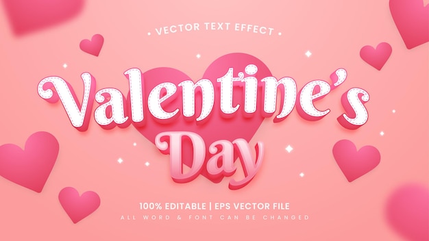 valentine's day 3d text style effect. editable illustrator text style.