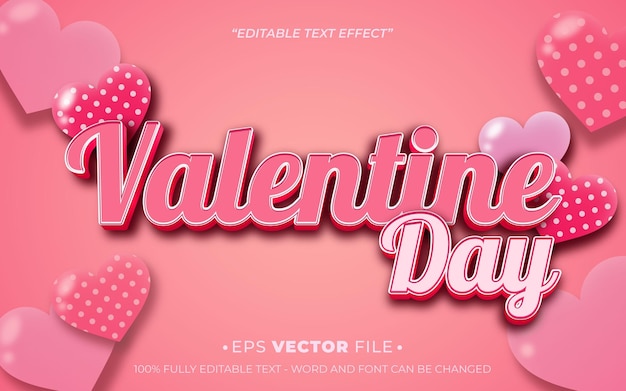 Valentines Day 3d text effect editable vector