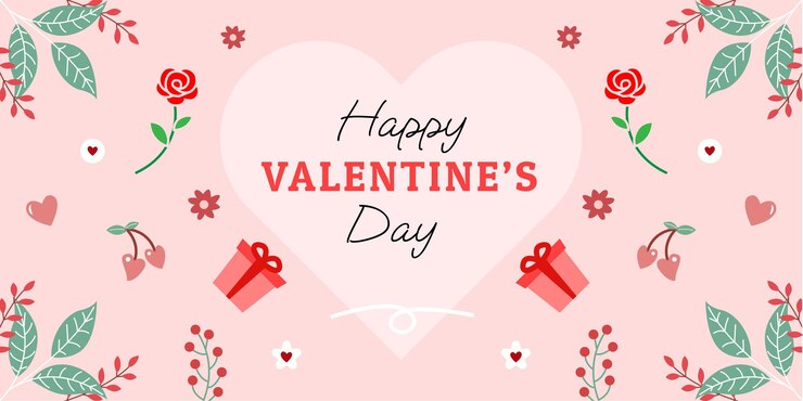 Valentines day background in flat illustration style