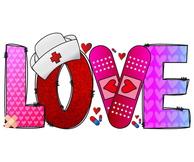 Vector valentines day nurse love