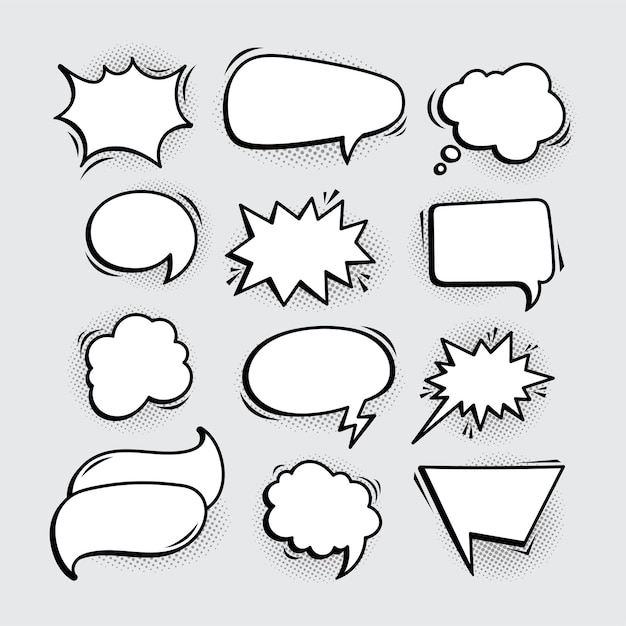 Variation empty comic speech bubbles