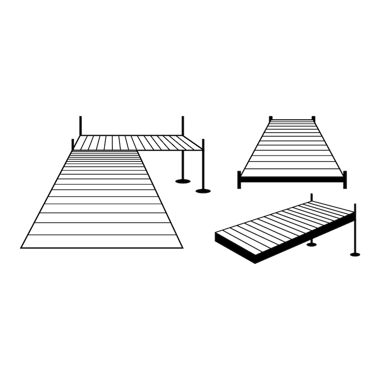 Vector various perspectives of pier and dock illustrations
