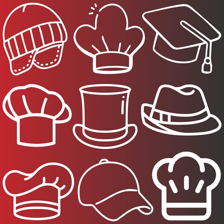 Various stylish hat logo or icon set vector