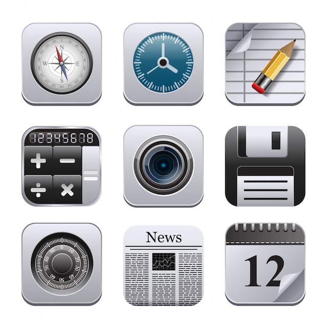 Vecotr set of detailed apps.