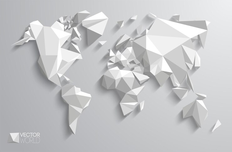 Vector 3d polygonal world map illustration