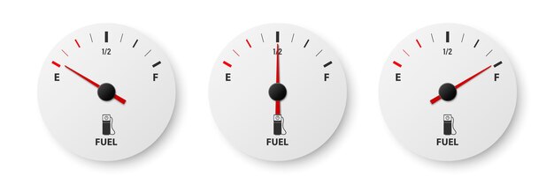 Vector 3d Realistic Gas Fuel Tank Gauge Oil Level Bar Set Isolated