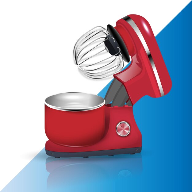 Vector 3D realistic red mixer The blender is in the open position Decorative design sale repair of household appliances
