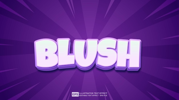 Vector 3d text blush editable text effect font.