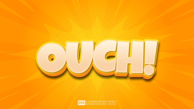 vector 3d text ouch editable text effect font.